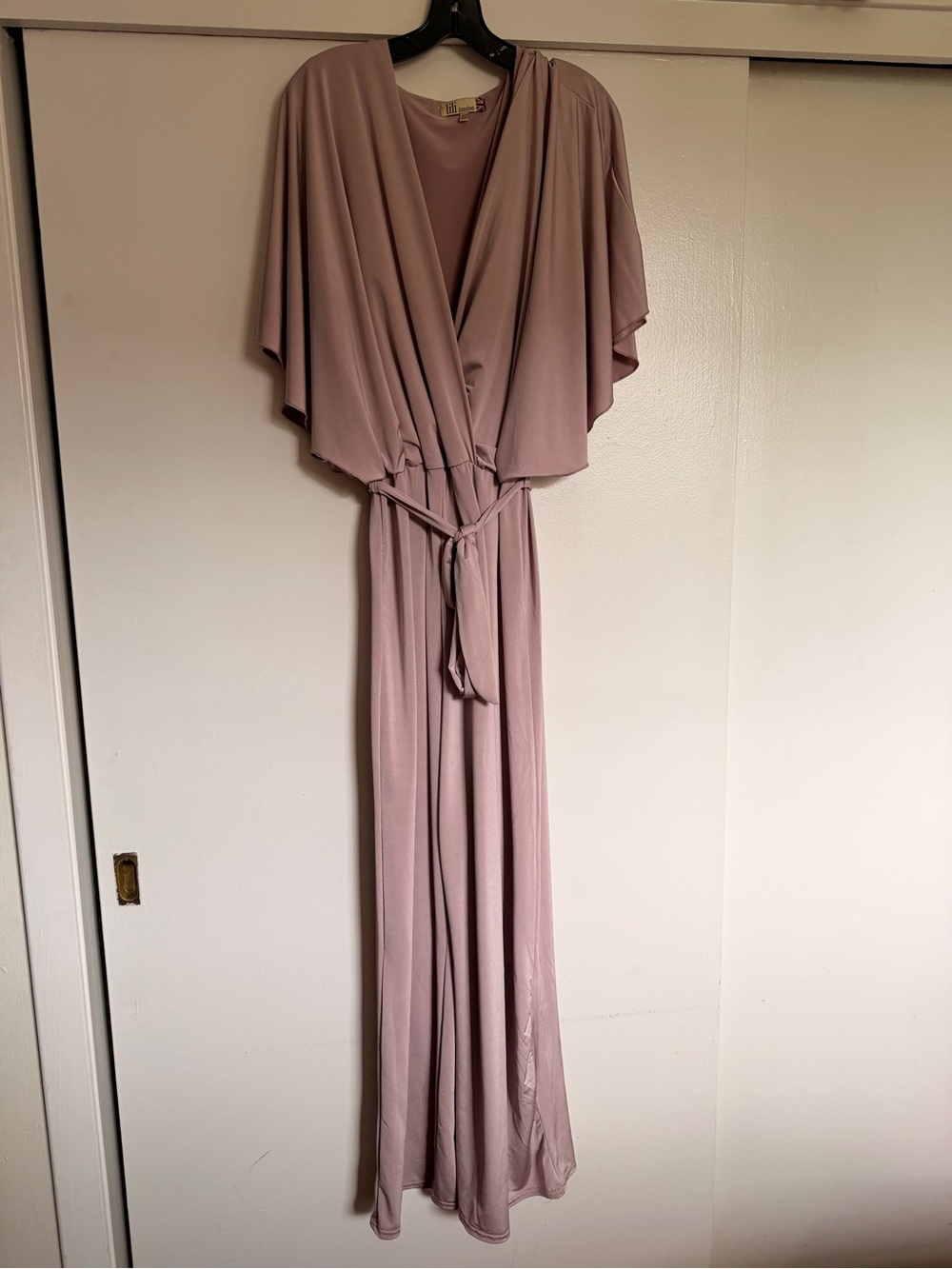 Mauve Pink Wrap Jumpsuit with Tie Waist